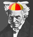 Arthur Schopenhauer wearing a propeller beanie